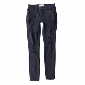 Frame Jeans Size 26 Black Le Skinny Jeanne Noir Distressed Rip Grunge Goth